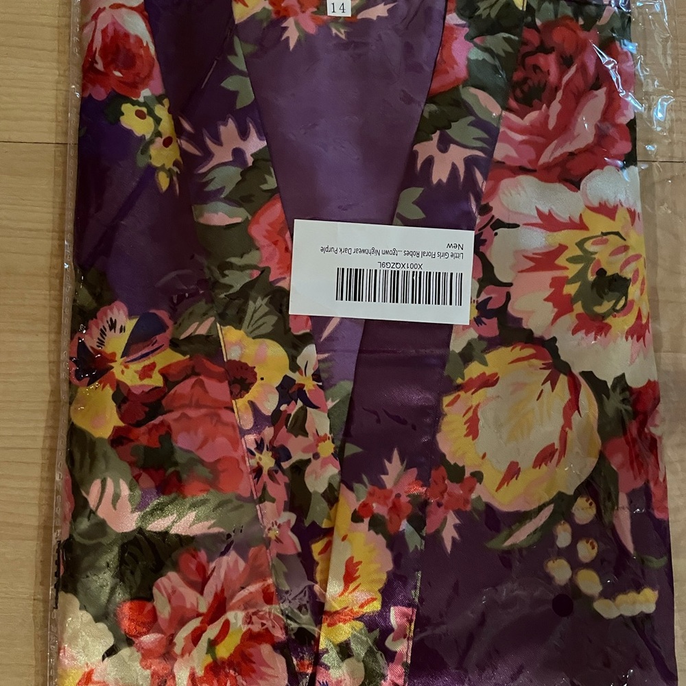 Girls Floral Satin Robe - Picture 4 of 4
